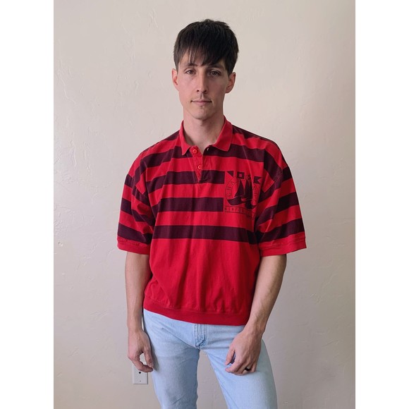 vintage 80s boxy fit short sleeve polo shirt - Picture 3 of 9